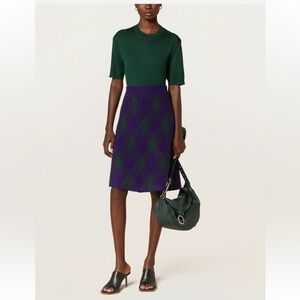 Burberry Purple and Green A-Line Skirt